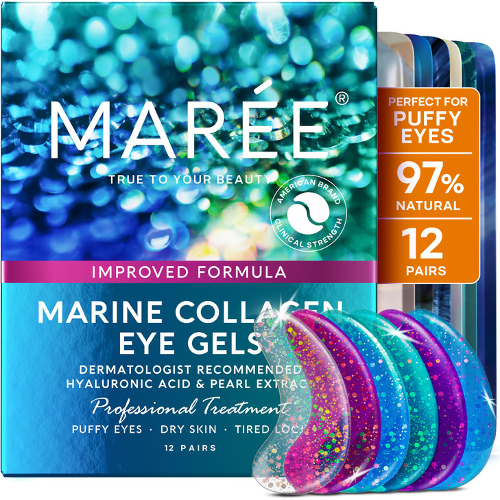 MAREE Eye Gels Cooling Pads Under Eye Patches for Puffy Eyes and Dark Circles with Collagen Hyaluronic Acid Anti Wrinkle