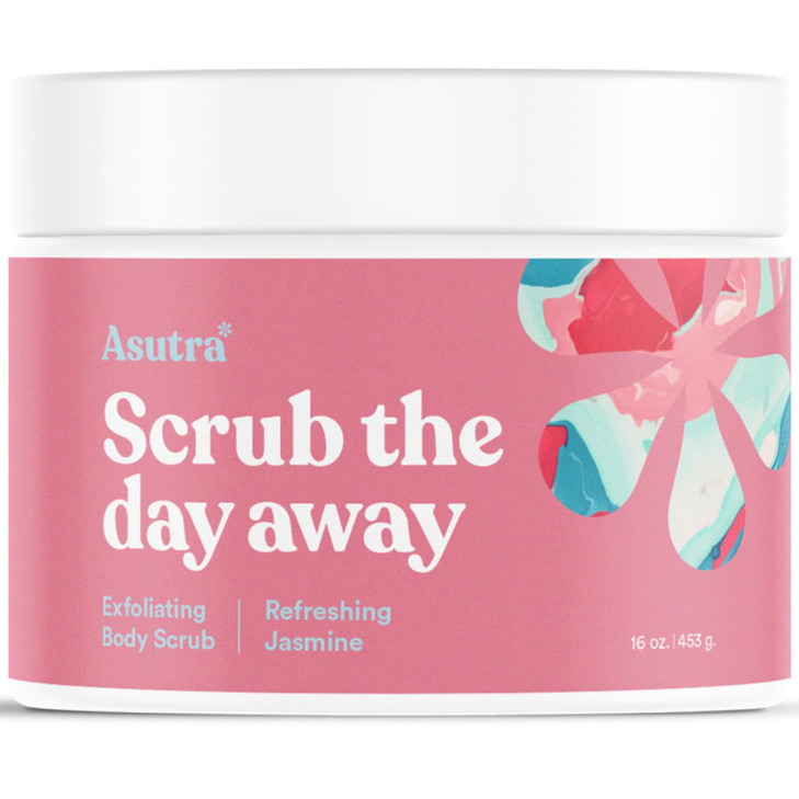 ASUTRA Dead Sea Salt Essential Oil Body Scrub Exfoliator Refreshing Jasmine 16 oz Ultra Hydrating Gentle Moisturizing Co