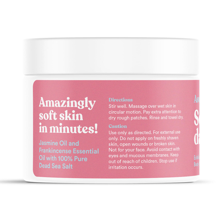 ASUTRA Dead Sea Salt Essential Oil Body Scrub Exfoliator Refreshing Jasmine 16 oz Ultra Hydrating Gentle Moisturizing Co