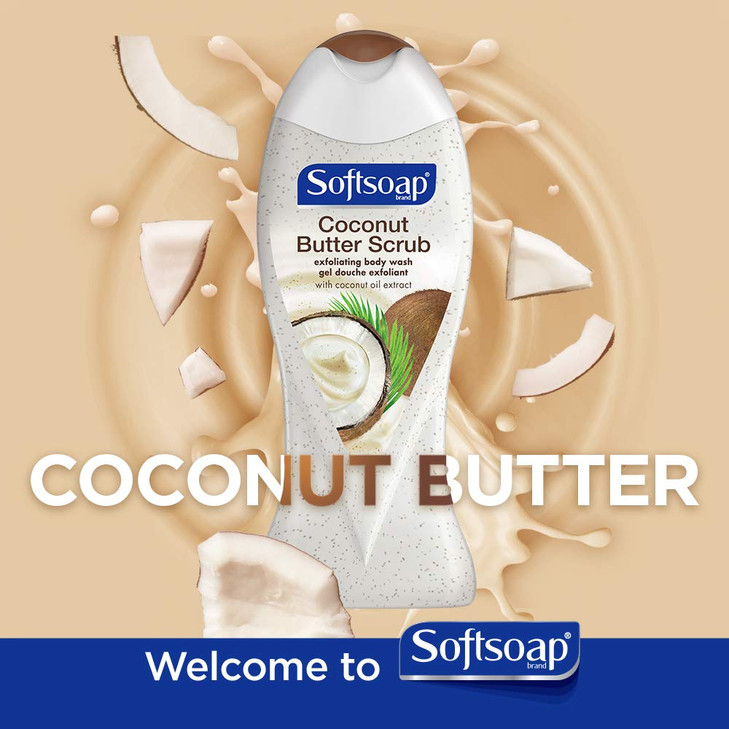 Softsoap Body Butter Coconut Scrub Body Buff Wash 15 Ounce Pack of 2