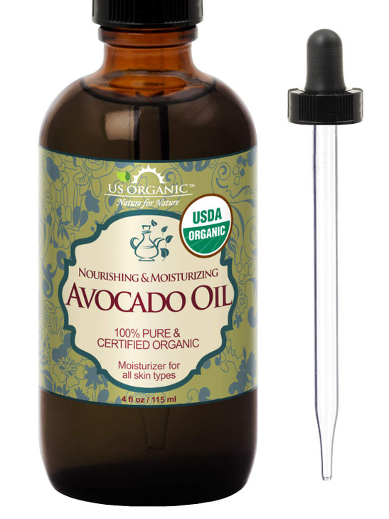 US Organic Avocado Oil Unrefined Virgin USDA Certified Organic 100 Pure Natural Cold Pressed in Amber Glass Bottle wGlas