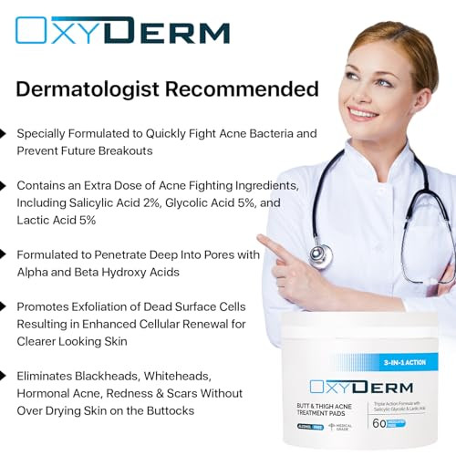 Butt thigh Acne Treatment Pads Exfoliating Pads to Eliminate Acne Causing Bacteria Removes Pimples Blemishes Ingrown Hai