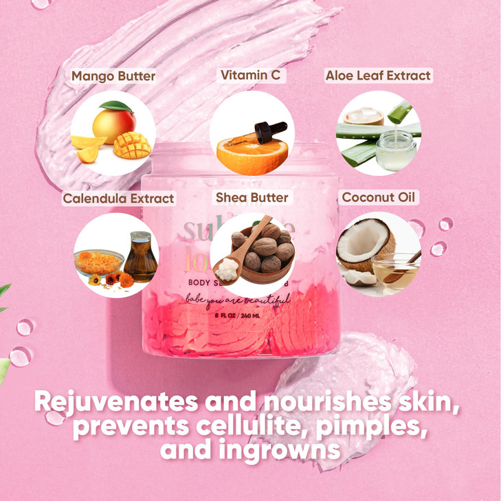 Olivia Beauty Body Scrub for Women Body Self Love All Natural Exfoliating Formula with Organic Ingredients like Shea Man