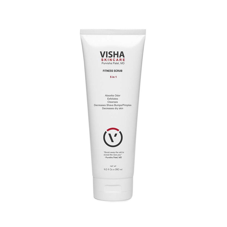 Visha Skincare Fitness Scrub 5 In 1 Body Exfoliator Infused With Caffeine Absorbs Odor Cleanses And Decreases Shave Bump