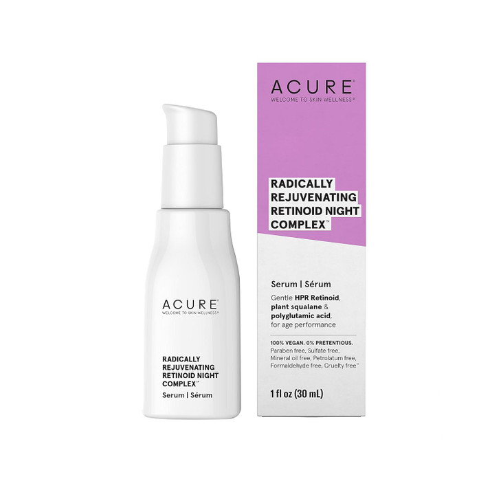 Acure Radically Rejuvenating Retinoid Overnight Complex Moisturizer Night Treatment Fight Wrinkles AntiAging Support wit
