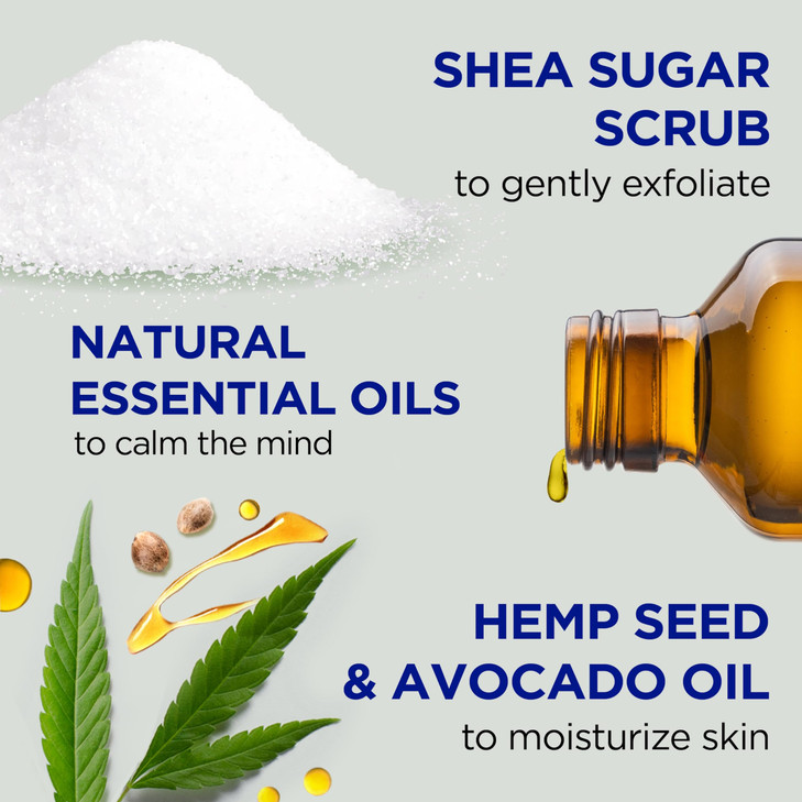 Dr Teals Shea Sugar Body Scrub Cannabis Sativa Hemp Seed Oil with Essential Oils 19 oz Pack of 3