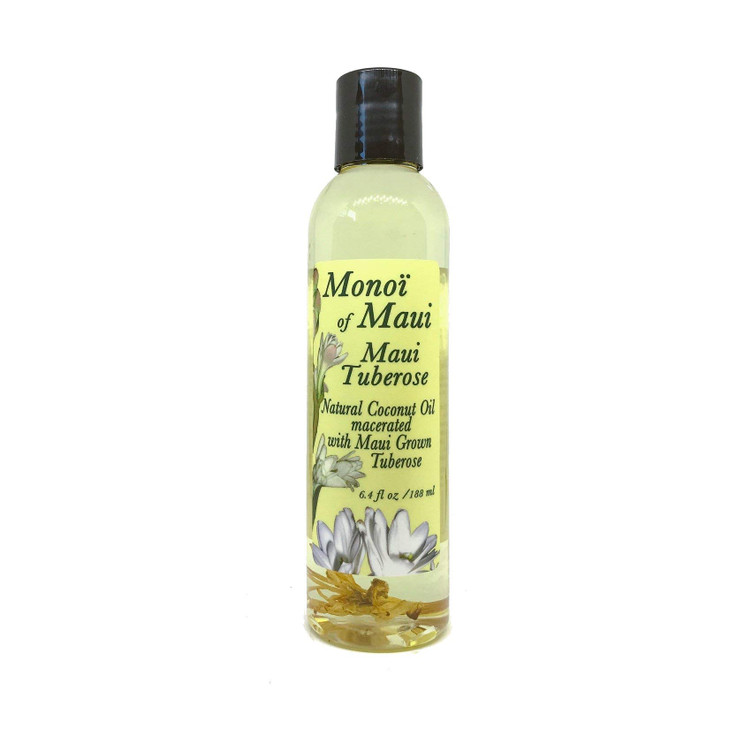 Monoi of Maui Tuberose Flower Natural Coconut Oil for Skin Hair Tanning and Massage