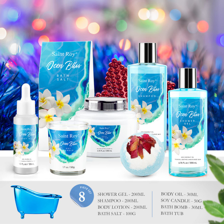 Bath Body Gift Set Bath Basket Spa kit Gifts for Her Him Birthday Gifts for Women Luxury Home Spa Kit 8pcsChristmas Gift