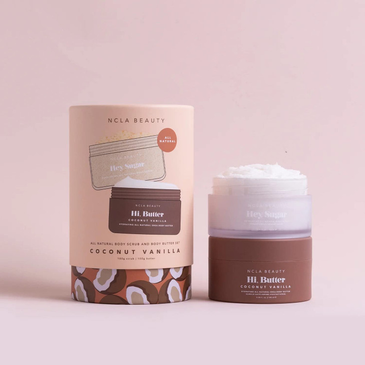 NCLA Coconut Vanilla Body Care Discovery Set Body Scrub Body Butter Vegan CrueltyFree Clean Skincare 2 Pieces