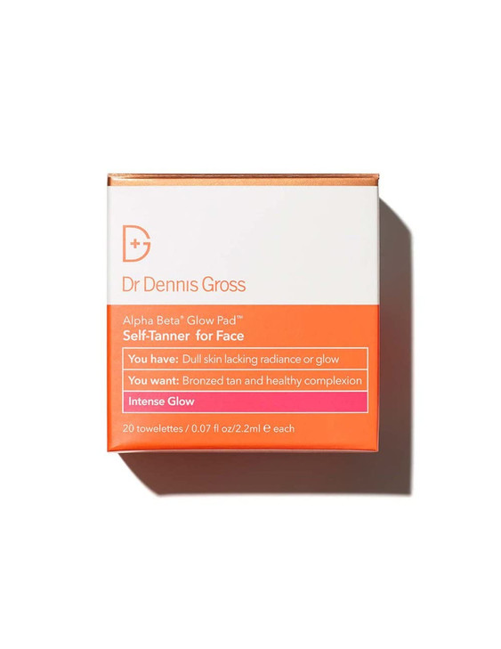 Dr Dennis Gross Alpha Beta Glow Pad Self Tanner Intense Glow for Face for Dull Skin Lacking Radiance Glow 20 Towelettes