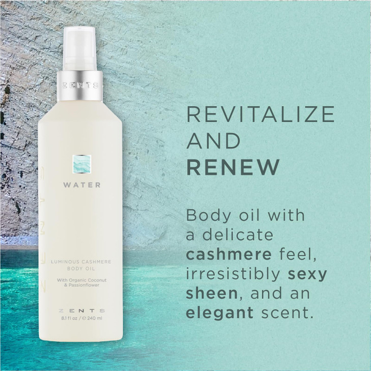 Zents Luminous Cashmere Body Oil Water Fragrance Moisturizing Body Oil with Vitamin E Organic Coconut Oil Softens Smooth
