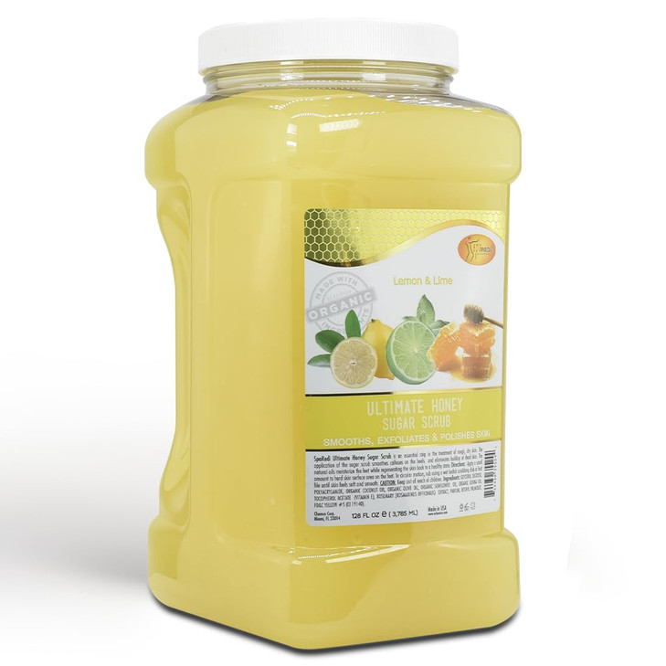 SPA REDI Sugar Body Scrub Honey Lemon and Lime128 Oz Exfoliating Moisturizing Hydrating and Nourishing Glow Polish Smoot