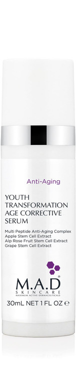 MAD Skincare YOUTH TRANSFORMATION AGE CORRECTIVE SERUM MultiPeptide Triple Stem Cell Formula to Firm Sagging Skin Reduce