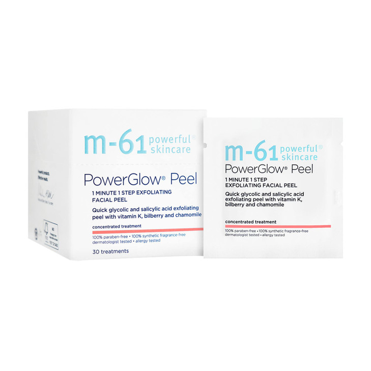 m61 PowerGlow Peel Exfoliating Facial Peel With Glycolic Salicylic Acid 1 Minute 1 Step 30 Treatments