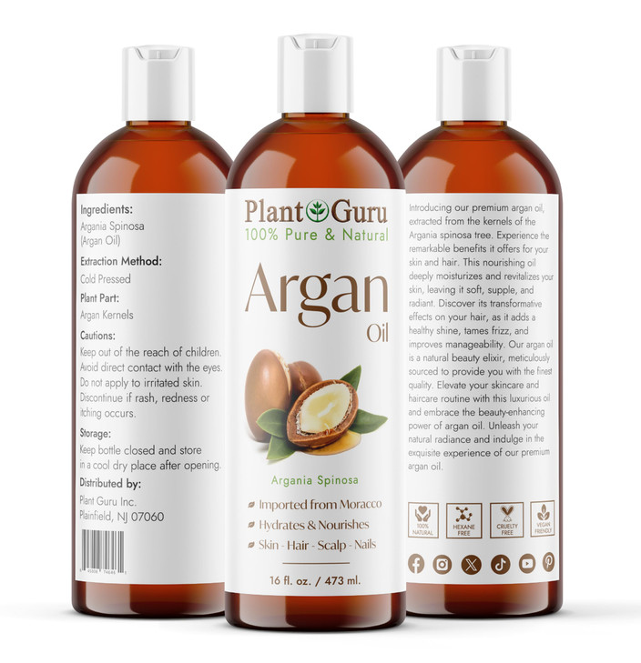 Argan Oil 16 fl oz Morocco Virgin Cold Pressed 100 Pure Natural Stimulates Hair Growth Skin Face And Body Moisturizer