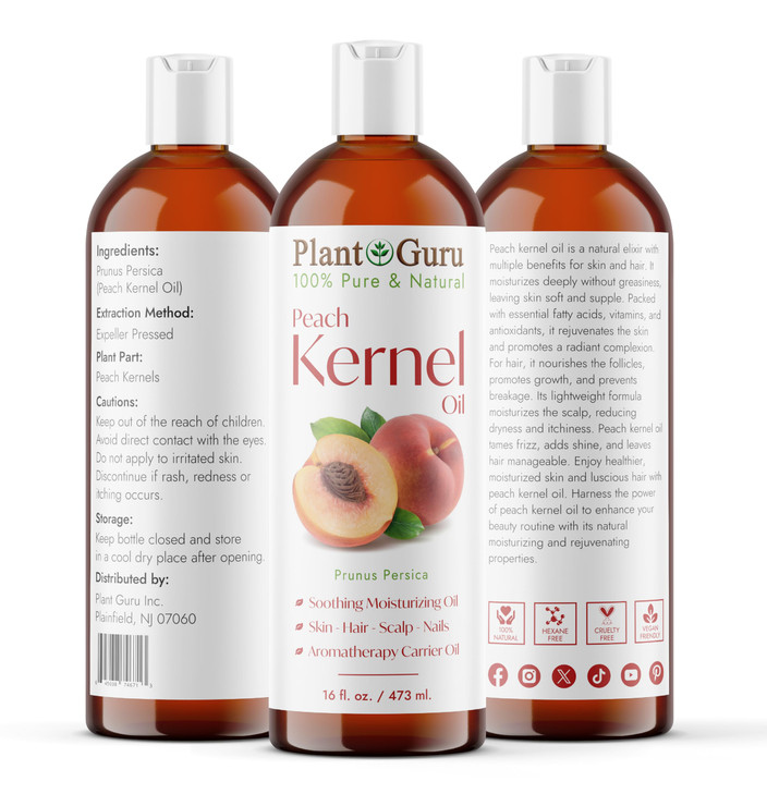 Peach Kernel Oil 16 fl oz Cold Pressed 100 Pure Natural Carrier Ideal for Skin Face Body and Hair Moisturizer Great for