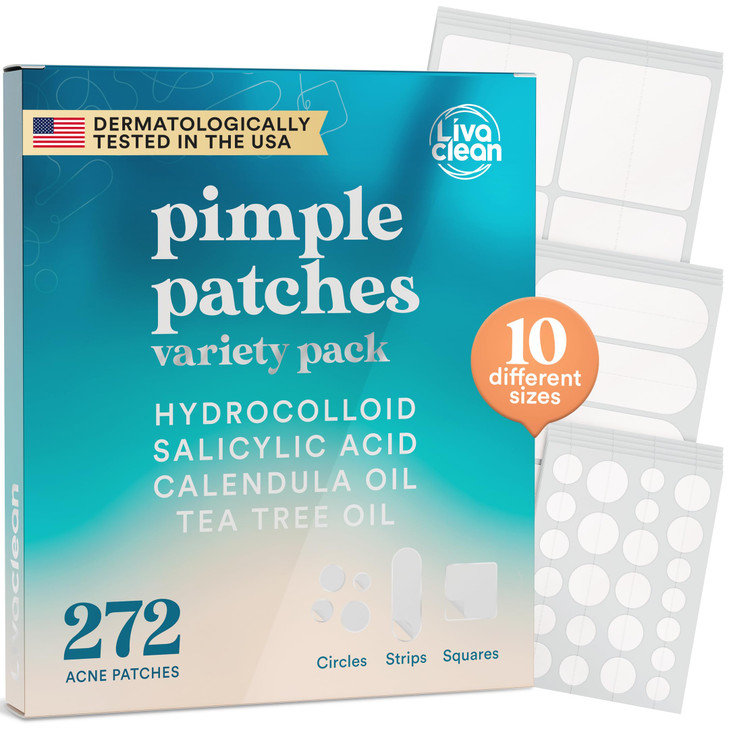 272 CT Large Pimple Patches for Face Variety Pack Zit Patches w Salicylic Acid Tea Tree Calendula Oil Pimple Patches Lar