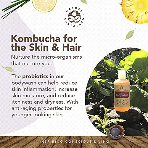 Nature Sustained Organic Body Wash Face Wash Raw Wildcrafted with Probiotics Soapberry Formula for Eczema Psoriasis Wild