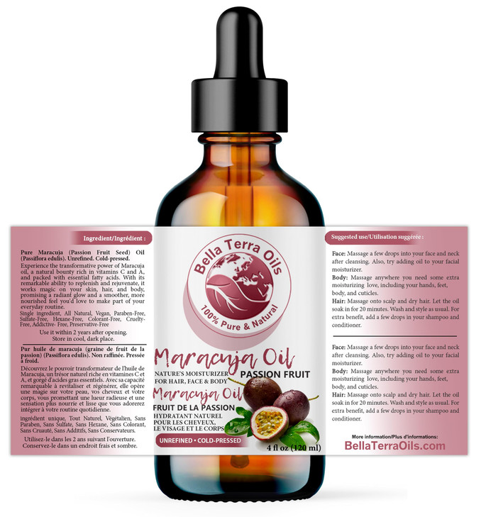 Bella Terra Oils Maracuja Seed Oil 4oz Dive into the Passion Fruits Nutritional Profile Enriched with Vitamin A Essentia