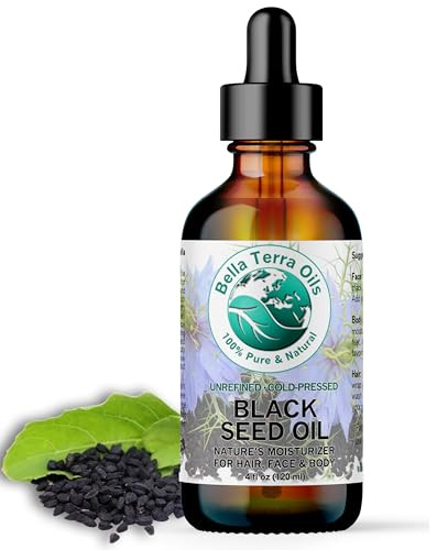 Bella Terra Oils Black Seed Oil 4 oz Harness the Power of Nigella Sativa Abundant in Thymoquinone Essential Fatty Acids