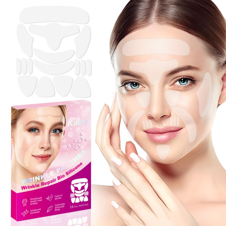 Kaely Wrinkle Patches for Face Overnight Silicone Scar Tape for Wrinkles Forehead Smile Line Face Tape for Wrinkles Over