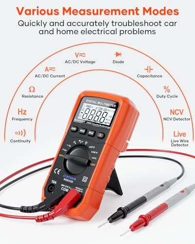 Crenova MS8233D Multimeter 6000 Counts Digital Multimeter DC AC Volt Meter Ohm Volt Amp Tester Measures Voltage Current