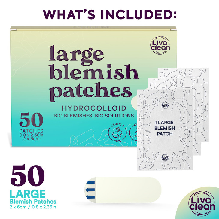 50CT Large Pimple Patches for Face Nose Spots Pores XL Blemish Patches Acne Patch for Chin Forehead Body Hydrocolloid Ba