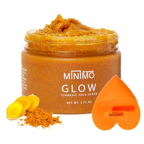 Minimo Glow Turmeric Face Scrub Unscented With Heart Applicator Infused with Turmeric Manuka Honey Cinnamon and Chamomil