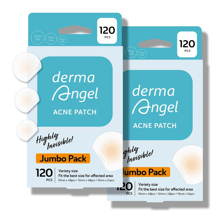 DERMA ANGEL Ultra Invisible Acne Patches for Cystic Acne Treatment Pimple Hydrocolloid Patches Day and Night Use UPGRADE