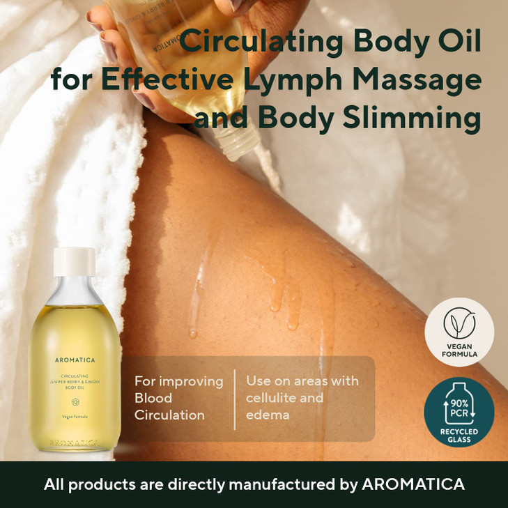 AROMATICA Circulating Body Oil Juniper Berry Ginger 338 fl oz Aromatherapy Massage Oil Vegan Essential and Non Toxic Oil