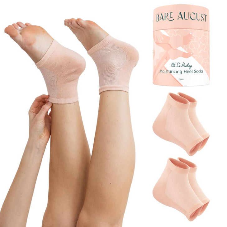 Bare August Moisturizing Socks Soft HeelRepair Gel Socks for Foot Care Dry Cracked Heels Overnight Comfort Sleep Socks f