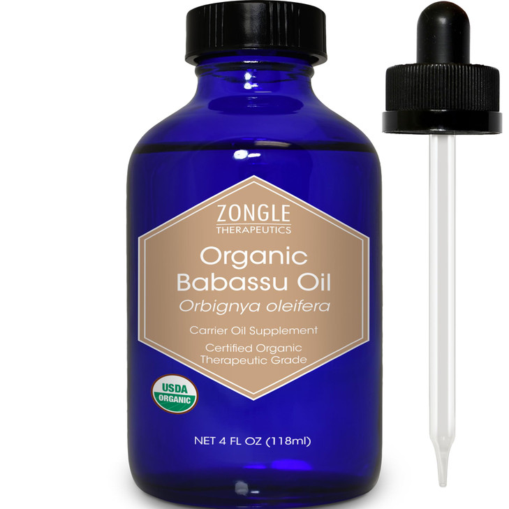 Zongle USDA Certified Organic Babassu Oil Safe to Ingest Cold Pressed Orbignya Oleifera 4 oz