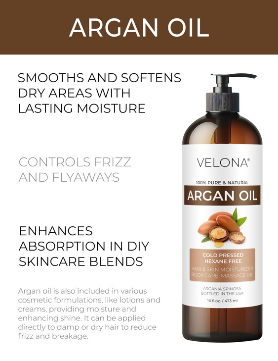 velona Argan Oil 16 Fl Oz 100 Pure and Natural Morocco Oil Skin Body and Face Care Nails Protector Unrefined Cold Presse