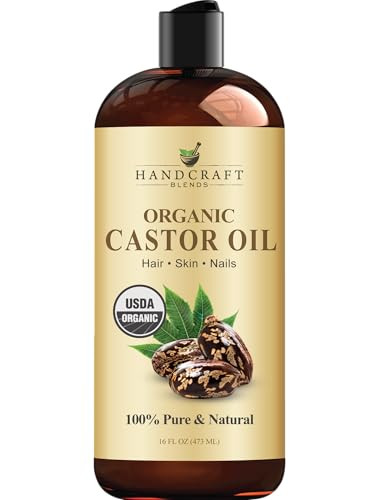 Handcraft Blends Organic Castor Oil 16 Fl Oz 100 Pure and Natural Premium Grade Carrier Oil Hair Eyelashes and Eyebrows