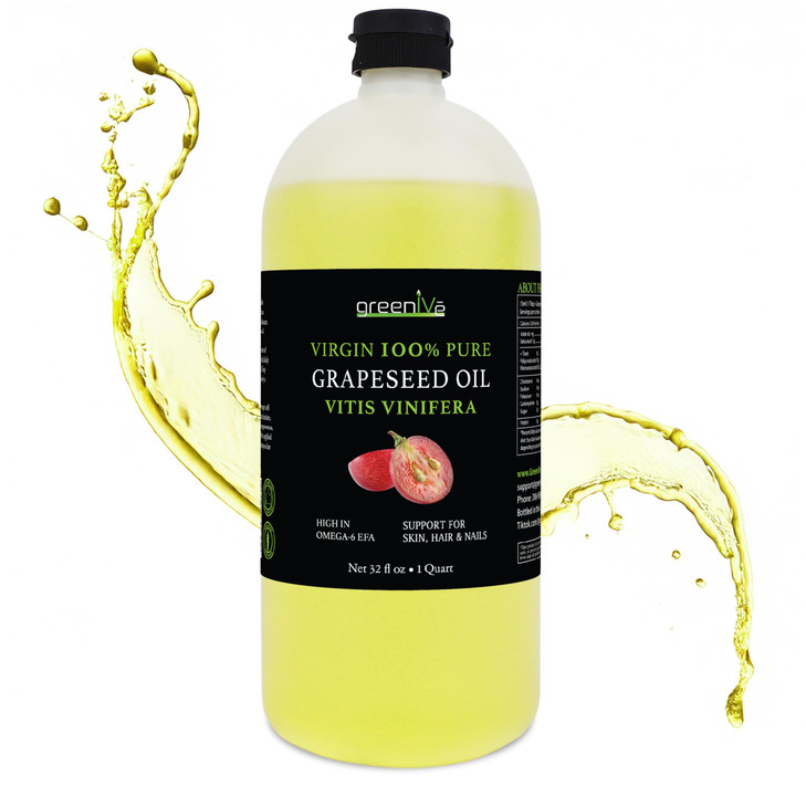 GreenIVe Grapeseed Oil Naturally Grown 100 Pure Cold Pressed Light Flavor High Tempurature Cooking 32oz