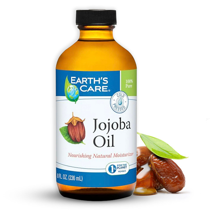 Earths Care Jojoba Oil 100 Pure Jojoba Oil for Hair Skin and Nails Cold Pressed Nourishing Natural Moisturizer 8 FL OZ