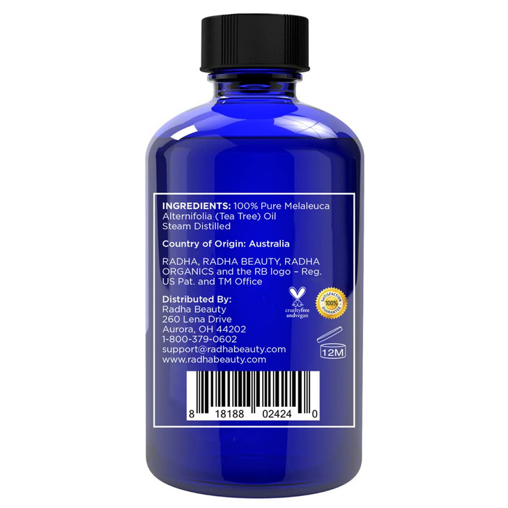 Radha Beauty Tea Tree Essential Oil 4 oz 100 Percent Pure Natural Therapeutic Grade DYI Soaps Shampoo Body Wash Aromathe