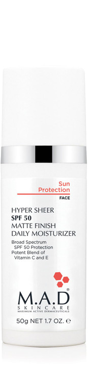 MAD Skincare HYPER SHEER SPF 50 MATTE FINISH DAILY MOISTURIZER Sun Protection NonGreasy Mineral Face Cream OilControl Hy