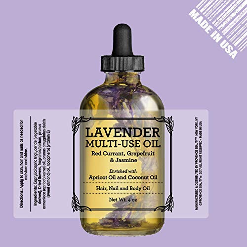 BEAUTE DE PROVENCE Lavender MultiUse Oil for Face Body and Hair Organic Blend of Apricot Vitamin E Fractionated Coconut