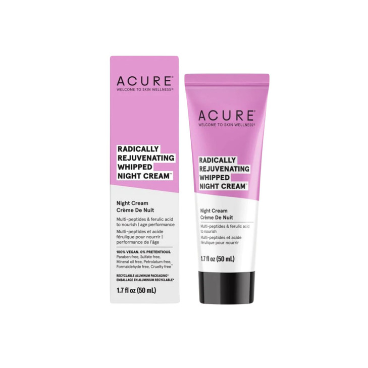 Acure Radically Rejuvenating Whipped Night Cream Anti Aging Peptide Night Face Cream for Women Men Hydrating Renewing Mo