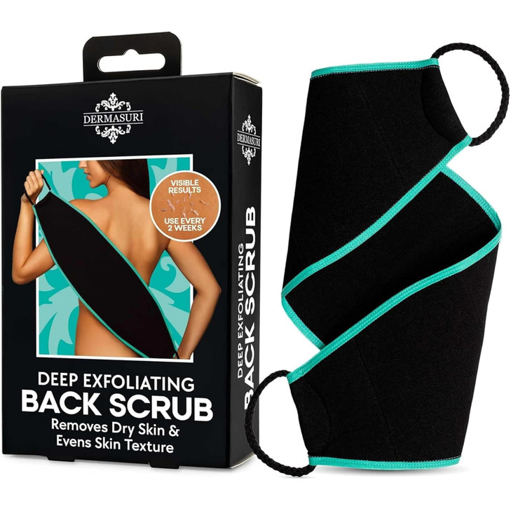Dermasuri Deep Exfoliating Back Scrubber Bath Shower Back Scrub Body Exfoliator Scraper Tool Deep Exfoliation Body Clean