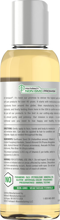 Horbach Vitamin E Oil 5000 IU 8 oz 2 x 4oz Value Pack for Skin Hair Face Body Vegetarian NonGMO and Gluten Free Formula