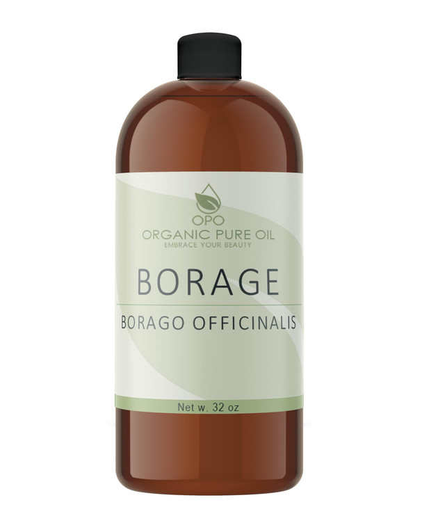 OPO Borage Seed Oil 32 oz Pure Unrefined Non GMO High GLA Bulk Natural Carrier Oil Moisturizer for Skin Hair Nails Body