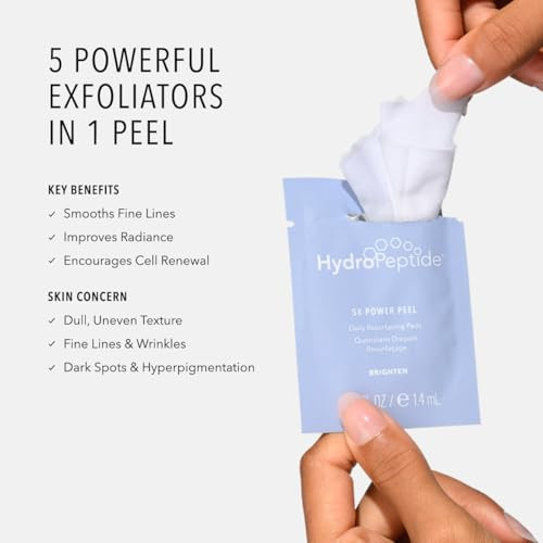 HydroPeptide 5X Power Peel Daily Resurfacing Pads Smooth Away Appearance of Wrinkles and Fine Lines Better Skin 4 Ounce