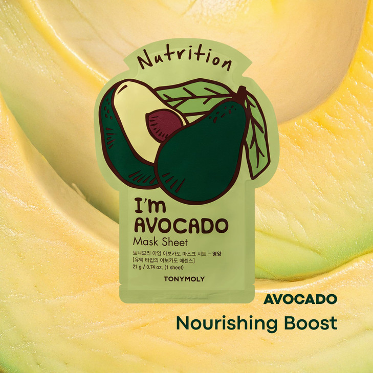 TONYMOLY Im Avocado Sheet Mask 10 Pack Korean Skincare Face Masks Hydrating Moisturizing VitaminInfused Soothes and Revi