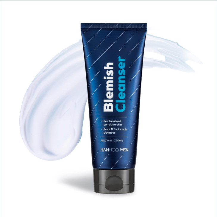 Hanhoo Mens Blemish Cleanser 507 Fl Oz with Bamboo Sea Salt and Hyaluronic Acid Daily Facial Cleanser Clears Away Dirt a