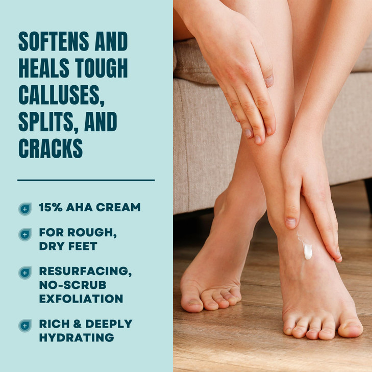 AmLactin Foot Repair Cream Therapeutic Foot Cream for Dry Cracked Heels and Feet Callus Softener NoScrub Exfoliator and