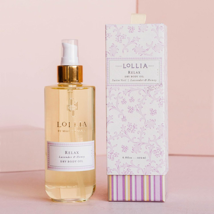 LOLLIA Relax Dry Body Oil 68 Fl Oz Lavender Honey Womens Scented Moisturizing Dry Body Oil for Women For All Skin Types
