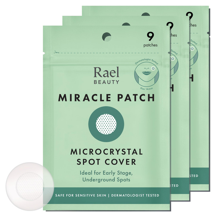 Rael Pimple Patches Miracle Microcrystal Spot Cover Hydrocolloid Acne Pimple Patch with Tea Tree Oil Early Stage Zits an