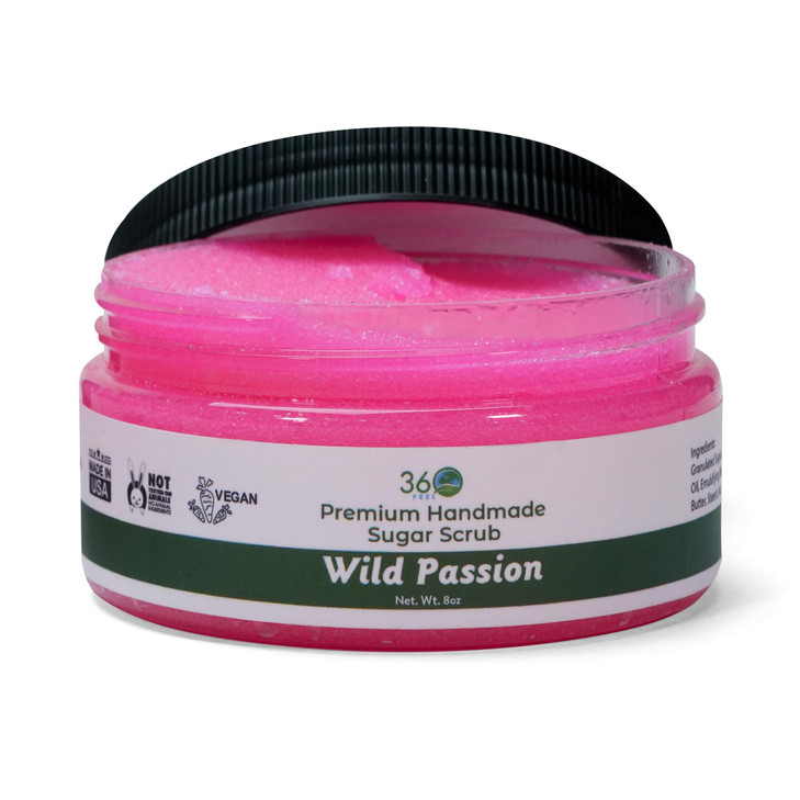 360Feel Wild Passion Sugar Body Scrub Great for Acne Scars Stretch Marks Foot Scrub Great Gifts For Women 8 Fl Oz Cream